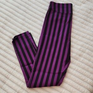 Unique Vintage Black and Purple Striped Pinup Cicagette Pants